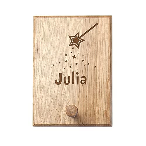 Image of Treat Republic Personalised Fairy Dust Wall Peg – Solid Oak Engraved Clothes Hook with Custom Font Name, Icon | Home Decor & Custom Gifts (Script)