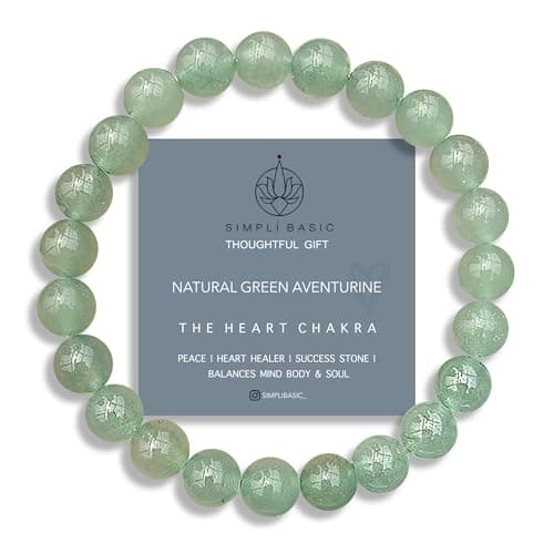 Image of SIMPLÍ BASIC Natural Green Aventurine Healing Gemstone Crystal Bracelet 8mm Bead|Financial Success, Will Power & Confidence|Everyday Jewellery|Healing Gemstone Beaded Bracelet Valentines Gifts for Her