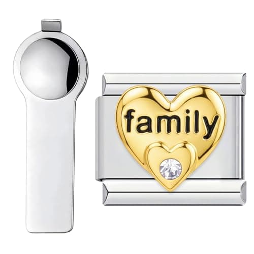 Image of VLYX Personalized Family of Letters Charm – 9mm Stainless Steel Italian Link Bracelet Accessory with Installation Tool (Gold)