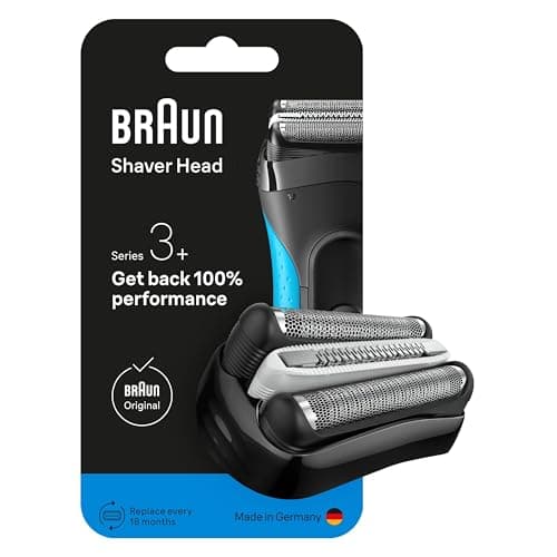Image of Braun Series 3+ Electric Shaver ORIGINAL Replacement Head, Get Back 100% Shaving Performance, Compatible with Series 3+ and Series 3 ProSkin Shavers, Made in Germany, 32B