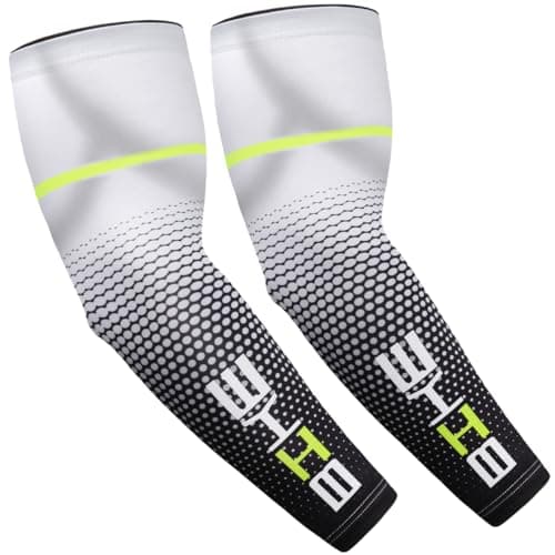 Image of beister 1 Pair Compression Athlete Arm Sleeves for Women and Men, UV Protective Cooling Sports Sleeves for Arthritis, Lymphedema, Basketball, Football, XL, White