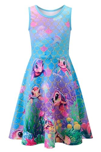 Image of Belovecol Girls Dresses Sleeveless Summer Casual Swing Sundress for 6-7 Years