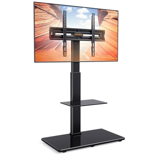 Image of PERLEGEAR TV Floor Stand for 30-70 inch TVs up to 50KG with Tilt, Tall TV Stand with 80 Degrees Swivel, Height Adjustable Floor TV Stand with Adjustable Shelve holds up 10kg, Max VESA 600x400mm