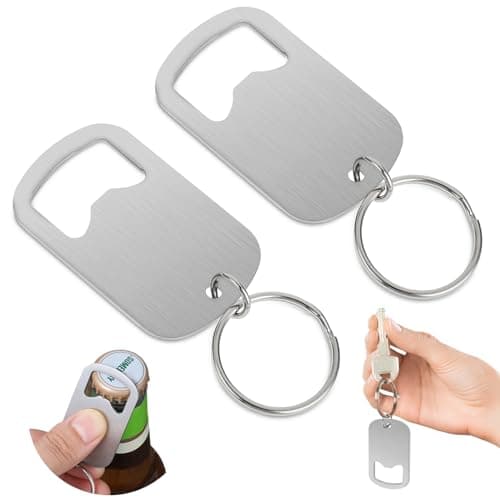 Image of Ouligay 2pcs Flat Bottle Opener Keychain, Stainless Steel Bottle Opener, Beer Bottle Cap Opener for Beverage Can Bartender, Beer Lover Gift for Men Boyfriend Birthday Husband Christmas Gifts