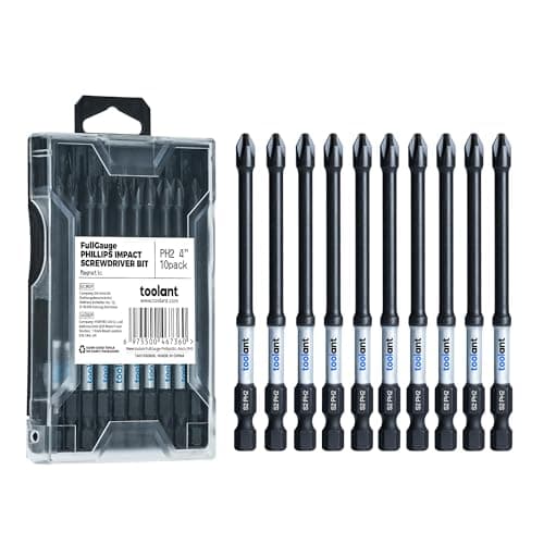 Image of toolant 4 Inch Phillips Bit#2 Magnetic Anti Slip Impact Screwdriver Bits Set,10pcs Insert S2 Steel PH2 Driver Dit Set with CNC Machined Tips for Power Drill