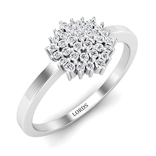 Image of LORDS JEWELS 0.18 ct Diamond Cluster Ring | 9k Gold Diamond Ring | Diamond Rings for Women | Engagement Rings for Women | Wedding Ring | Birthday Gift For Her | Jewellery for Women (White Gold, P)