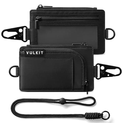Image of VULKIT Water-Resistant Keychain Lanyard Wallet for Men and Women, Outdoor Zip Pouch Wallet with Clear ID Window, Travel Anti-Theft Neck Pouch for Hiking, Fishing and Outdoor Activities, Shadow Trek