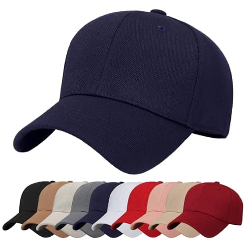 Image of Baynetin Plain Baseball Cap, Unisex Adjustable Breathable Anti UV Outdoor Travel Sun Hat Golf Cap (Navy)