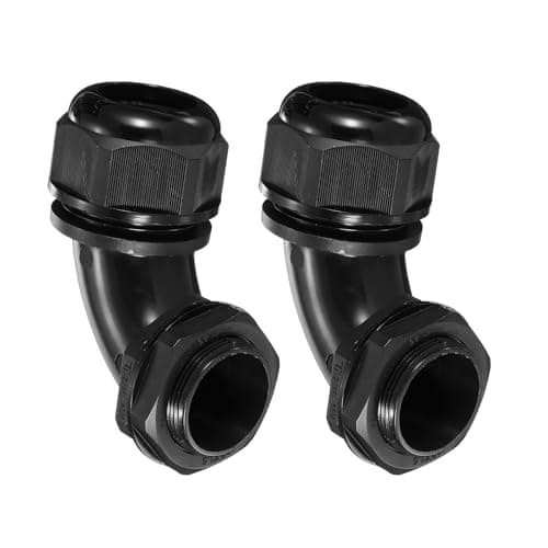 Image of sourcing map M32 Cable Gland, 90 Degree Elbow Nylon Joint IP68 Waterproof Spiral Adjustable Cord Connector with Gaskets for 16-22mm Wire