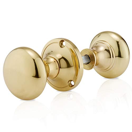 Image of XFORT® Polished Brass Victorian Rim Knob, Sturdy Solid Brass Rim Lock Knobs, Gate Handle, Brass Rim Knobs, Door Knob Handles Complete with Colour Matched Screws for Use with Rim Sashlocks.