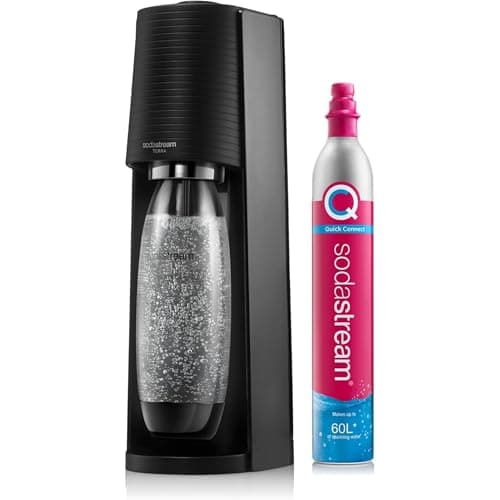 Image of SodaStream - Terra Sparkling Water Maker, Quick Connect CO2 System, Includes 60L Gas Cylinder, BPA-Free 1L Bottle, Eco-Friendly & Reduces Plastic Waste, Black
