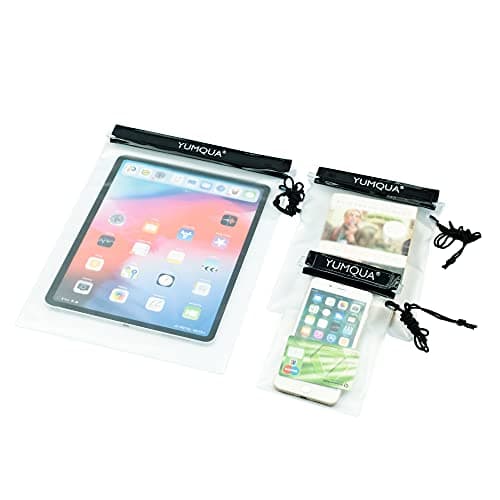 Image of YUMQUA Waterproof Bag, Waterproof Pouch Dry Bag for Document Map Camera Tablet Phone Holder, Set of 3, Black