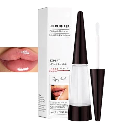 Image of Lip Plumper Gloss with Hyaluronic Acid - Fuller Lips with Lip Plumping Lip Gloss, Long-Lasting Hydration Clear Lip Gloss, Moisturizing, Transparent Lips Balm, Non-Sticky Formula for Daily Use (01)