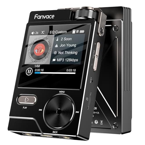 Image of Fanvace HiFi MP3 Players, Lossless DSD High-Resolution Digital Audio Music Player, Portable DAC FLAC Audio Player, 192Khz/24bit, 64GB Portable Audio Player, Support up to 256GB (Black)