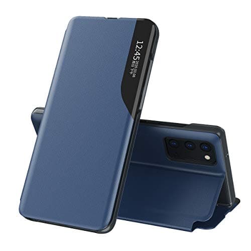 Image of Phone Case for Samsung Galaxy S20 FE 5G, Galaxy S20 FE 5G Cover Bookstyle Clear View Window Flip Shockproof PC Shell PU Leather Flip Wallet Case with Kickstand for Galaxy S20 FE 5G,QH CC Blue