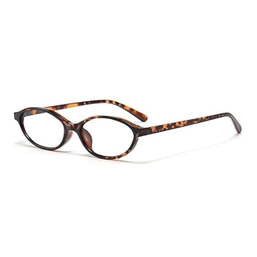 Image of Long Keeper Oval Blue Light Blocking Glasses Women Men Small Cat Eye Glasses Y2K Clear Lens Blue Light Computer Gaming Glasses (Leopard Clear)