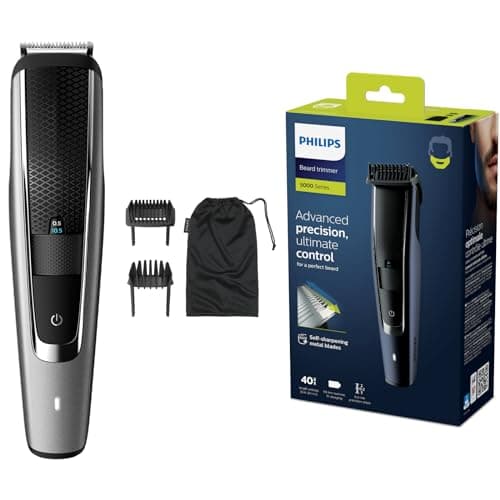 Image of Philips Beard & Stubble Trimmer/Hair Clipper for Men, Series 5000, 40 Length Settings, Self-Sharpening Metal Blades, UK 3-Pin Plug - BT5502/13