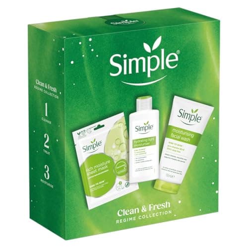 Image of Simple Skincare Gift Set Clean & Fresh Regime with Face Wash, Sheet Mask, Moisturiser- Gentle Formula with Niacinamide Vitamin E & Panthenol for Hydrating Daily Routine