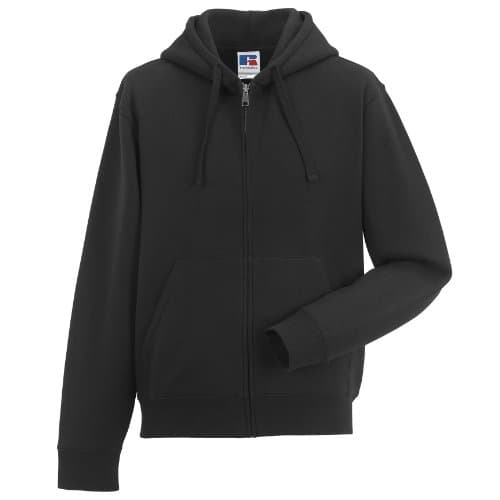 Image of Russell Mens Authentic Full Zip Hooded Sweatshirt/Hoodie (M) (Black)