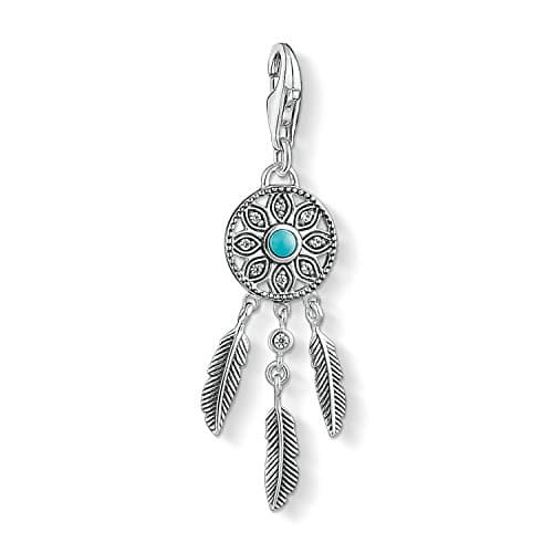 Image of Thomas Sabo Women Charm Pendant Ethno Dreamcatcher Charm Club 925 Sterling Silver 1326-646-17