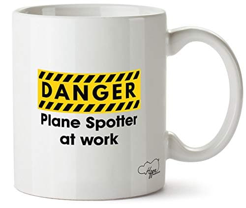 Image of Hippowarehouse Danger Plane Spotter at Work Printed Mug Cup Ceramic 10oz