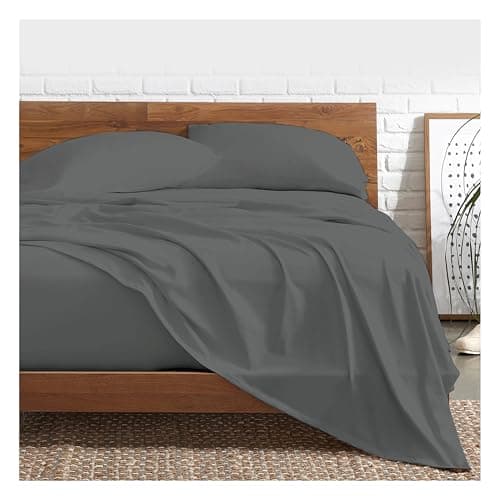 Image of Funky Gadgets King Size Flat Sheet, Charcoal - 100% Egyptian Cotton Bed Sheets, 300 Thread Count Luxury Hotel Quality Cotton Sheets, Breathable Bedding & Linen Flat Sheets No Pillowcases (250 X 280cm)