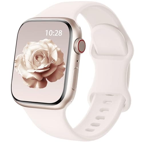 Image of Patented Upgraded Silicone Strap Compatible with Apple Watch Straps 38mm 40mm 41mm 42mm 44mm 45mm 46mm 49mm Women Men,Soft Sport Bands for iWatch Series 11 10 9 8 7 6 5 4 3 2 1 SE Ultra,Light Blush
