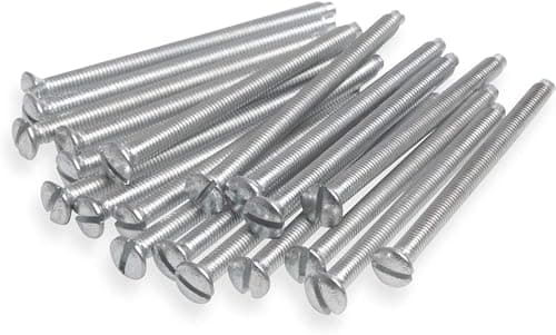 Image of 315 Supplies Pack of 10 M3.5 x 75mm Long Electrical Machine Screws for Light Switch and Plug Sockets Nickel Plated DIY Plated Screw Raised Slotted Head (75mm, 10, count)