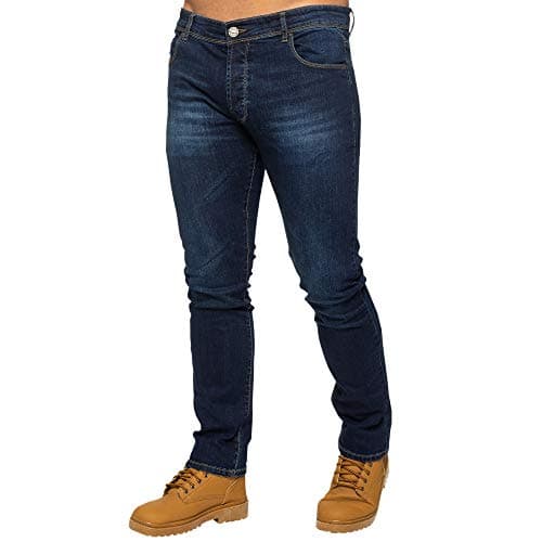 Image of Ze ENZO EZ325 Mens Stretch Skinny Slim Fit Jeans Flex Stretchable Denim Pants Stretch Trousers Dark Stonewash 34S