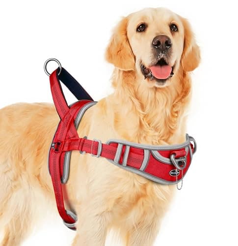 Image of ADVENTUREMORE Dog Running Harness for Large Dogs No Pull, Sport Dog Halter Harness Reflective Breathable Dog Vest Escape Proof with Easy Control Front Clip Handle for Training Walking XL Red