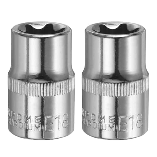 Image of sourcing map 2pcs E-Torx Socket 1/2" Drive E18 External Torx Deep Socket CR-V 6 Point Spline Socket Star Female Bit Socket for Auto Repairs Home Maintenance DIY Hand-Making 1.5" Length
