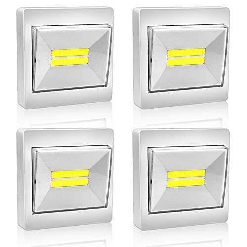 Image of BeiLan 4 Pack Night Light Wall Switch,Battery Operated,COB LED Cordless Lights Switch for Cabinet, Wardrobe, Shelf, Closet,Cupboard,Kitchen & Children's Bedroom