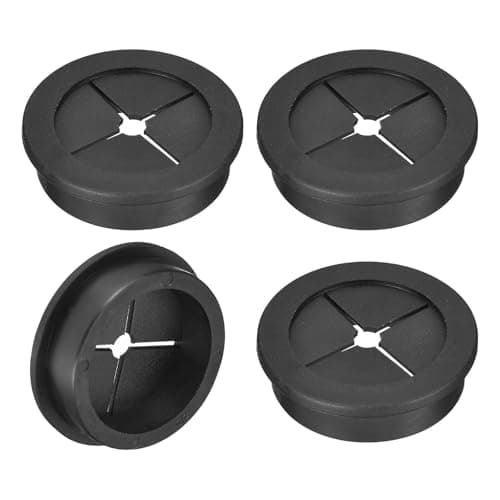 Image of TA-VIGOR 4Pcs Rubber Desk Cable Grommet, 1-9/16 Inch (40mm) Flexible Cable Hole Cover for Office Desk & Worktops, Quiet Wire Organiser with Tight Fit Cable Port – Black
