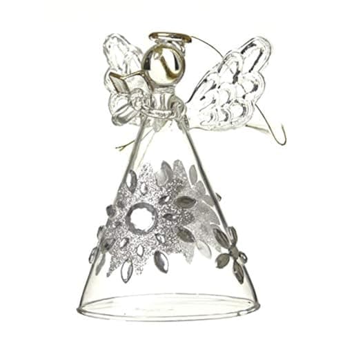 Image of Heaven Sends Glass Christmas Angel With Flower Skirt (8cm)