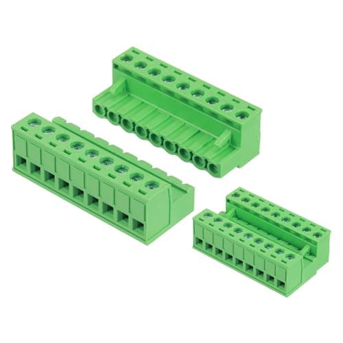 Image of sourcing map 9 Pin 5mm 0.2 Inch Pitch PCB Mount Screw Terminal Block Connector Male Female, Green