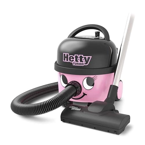 Image of Numatic Hetty Turbo Cylinder Vacuum Cleaner, Compact 160 Vacuum, TriTex filtration system with HepaFlo Bags, 10 Metre Cable, 620 W, 6L, Pink, HET160T