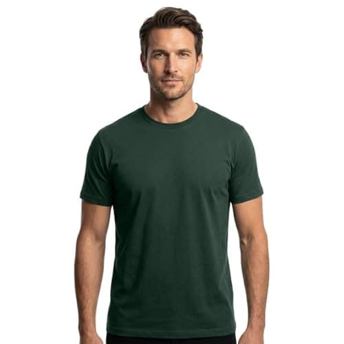 Image of Plain T Shirt Luxury Fine Organic Ringspun Cotton Men's t-Shirt(M, Bottle Green)