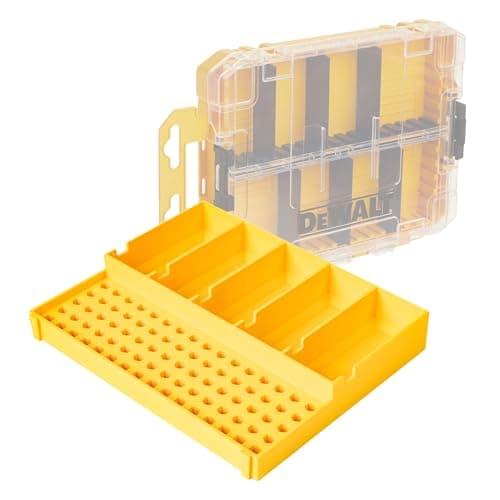 Image of RUGGED TOOLS Insert Tray with 80 Hex Bit Holders and 5 Storage Sections Compatible with Dewalt ToughCase Medium (DWAN2190) - Yellow (80H5s)