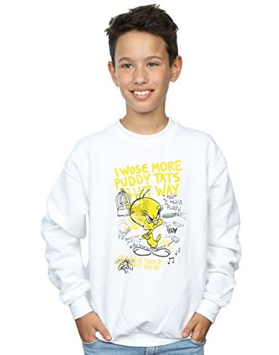 Image of LOONEY TUNES Boys Tweety Pie More Puddy Tats Sweatshirt 5-6 Years White