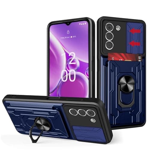 Image of CONAPIKA Case for Nokia G42 5G, with [Slide Camera Cover]+[Removable Card Holder]+[Rotating Finger Ring Stand], Soft TPU+Hard PC Phone Case, Anti-Scratch Shockproof Duty Tough Cover, Blue