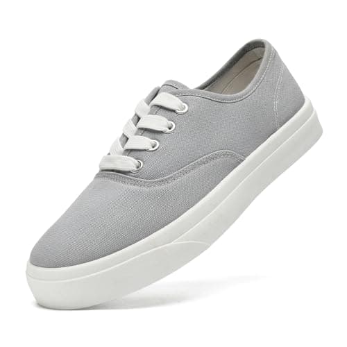 Image of sharllen Ladies Canvas Shoes Women Low Top Sneakers Unisex Classic Lace Up Trainers for Men Canvas Plimsolls Pumps Casual Tennis Shoes(Grey 243)