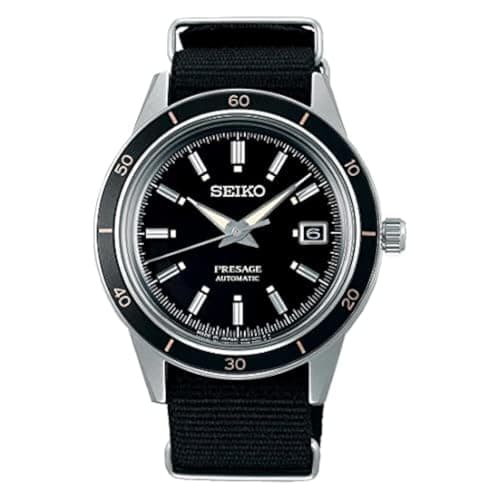 Image of Seiko Presage White Dial Automatic Watch for Men SRPG03J, Black/Black, Strap