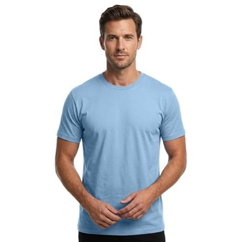 Image of Plain T Shirt Luxury Fine Organic Ringspun Cotton Men's t-Shirt(XL, Sky Blue)