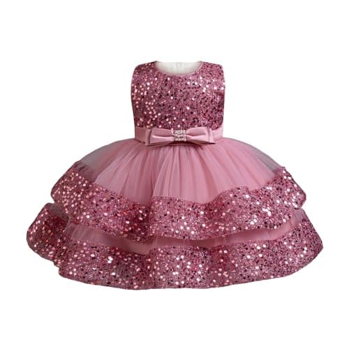 Image of Miipat Baby Girl Dress Tulle Sequin Sleeveless Princess Toddler Girl Party Dresses Formal Flower Girls Birthday Wedding Dress BeanPaste 100 2-3 Years