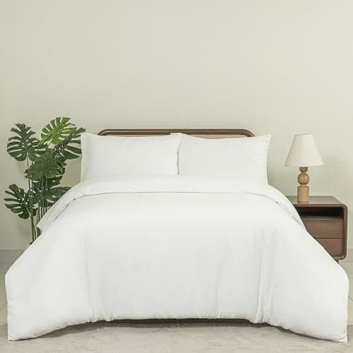 Image of MHG Living Waffle Duvet Cover Set – Cotton Blend, Super Soft & Breathable, Hypoallergenic, Machine Washable Waffle Weave Bedding (White, Single)
