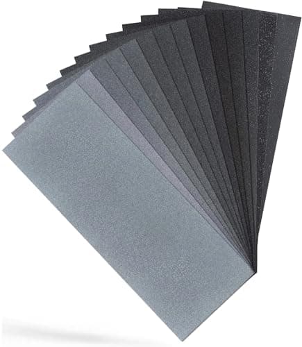 Image of Sandphyrre Sandpaper Set, 14 Sheets 400 to 2000 Grit Fine Sand Paper, Wet and Dry Sandpaper for Wood, Walls, Glass, Plastic and Car Paintwork Sanding, 9 x 3.6 Inches