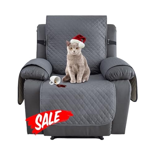Image of XINEAGE Water Resistant Recliner Cover, Nonslip recliner chair covers for reclining chair with Pockets, Quilted Thick Recliner Slipcovers for Pets and Kids (Recliner, Dark Gray)