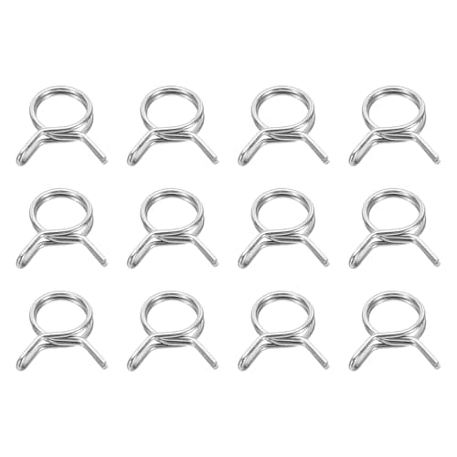 Image of sourcing map Double Wire Fuel Line Hose Clips 12mm ID 12-14.2mm OD, 12Pcs Stainless Steel Tubing Spring Clips Clamps Assortment for Air Hose Tube Water Pipe Motorcycle Scooter ATV, Silver