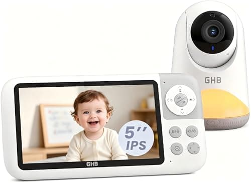 Image of GHB Baby Monitor with Camera and Night Vision, 5" 720P HD Video Display with Pan-Tilt-Zoom, Night Light, 2-Way Audio, Temperature Sensor, VOX, Lullabies