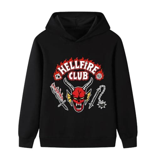 Image of NAISISI Kids Hoodie Children's long sleeves Hellfire Club Sweatshirt Top Hoodies sweatshirt (Black-04-160cm)